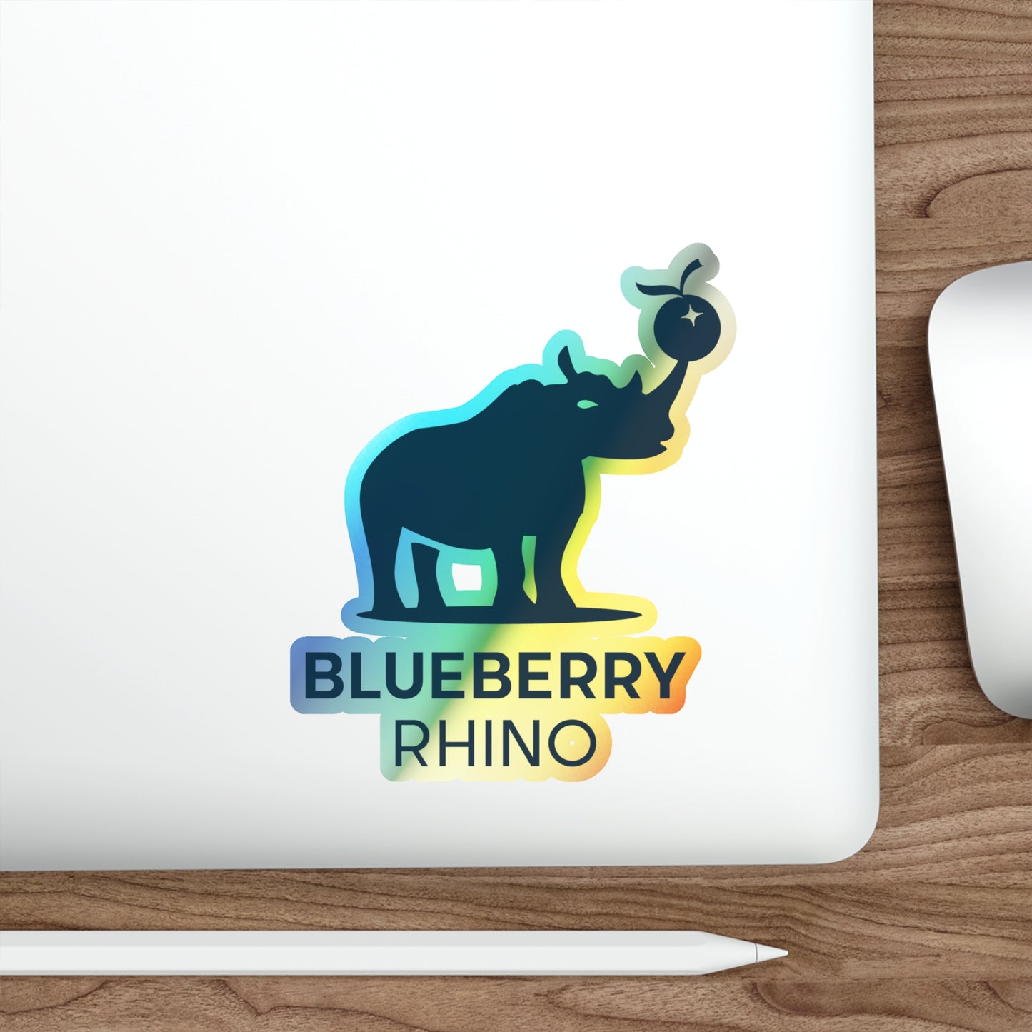 Holographic Die-cut Rhino Sticker