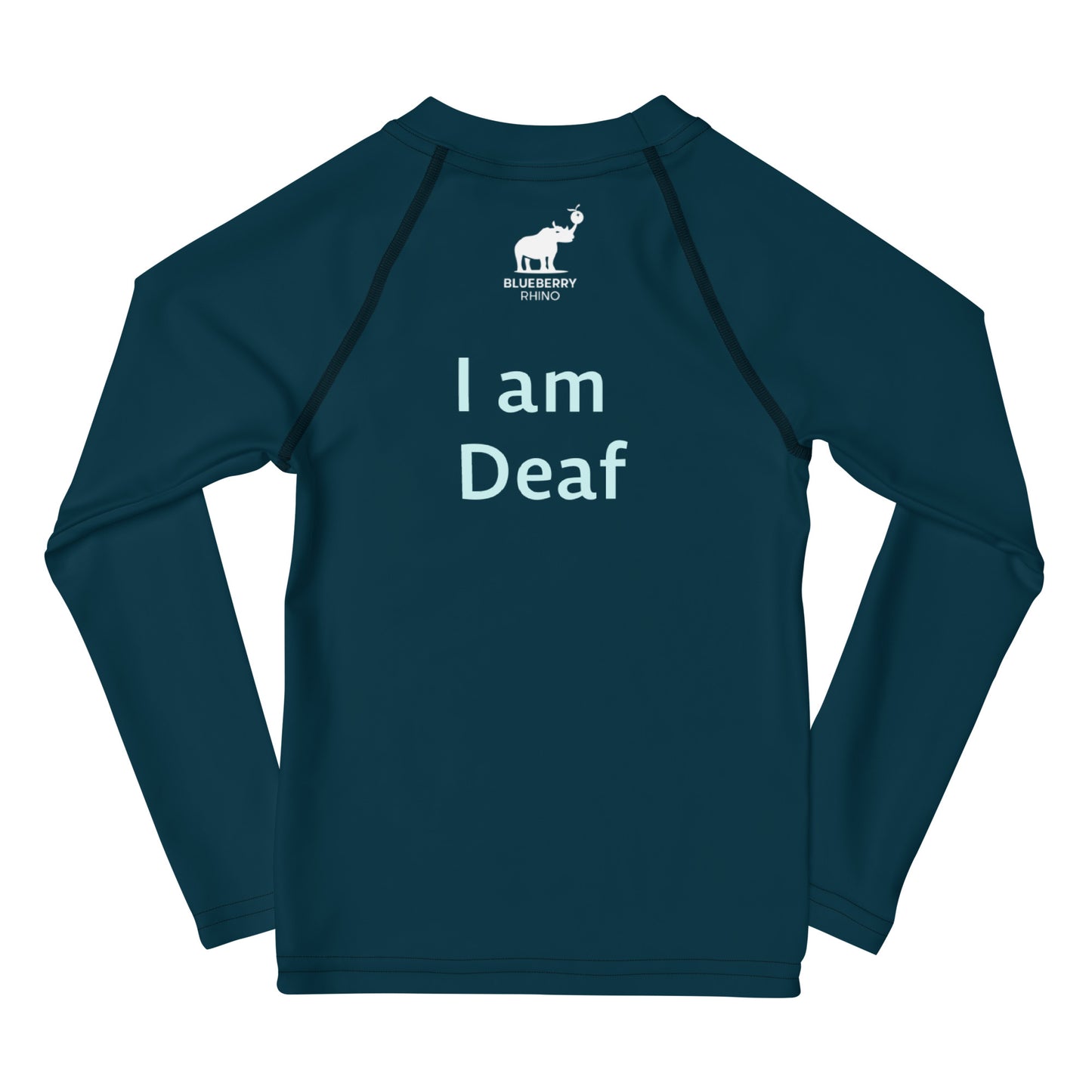 I am Deaf - Green/Blue solid Kids Rash Guard