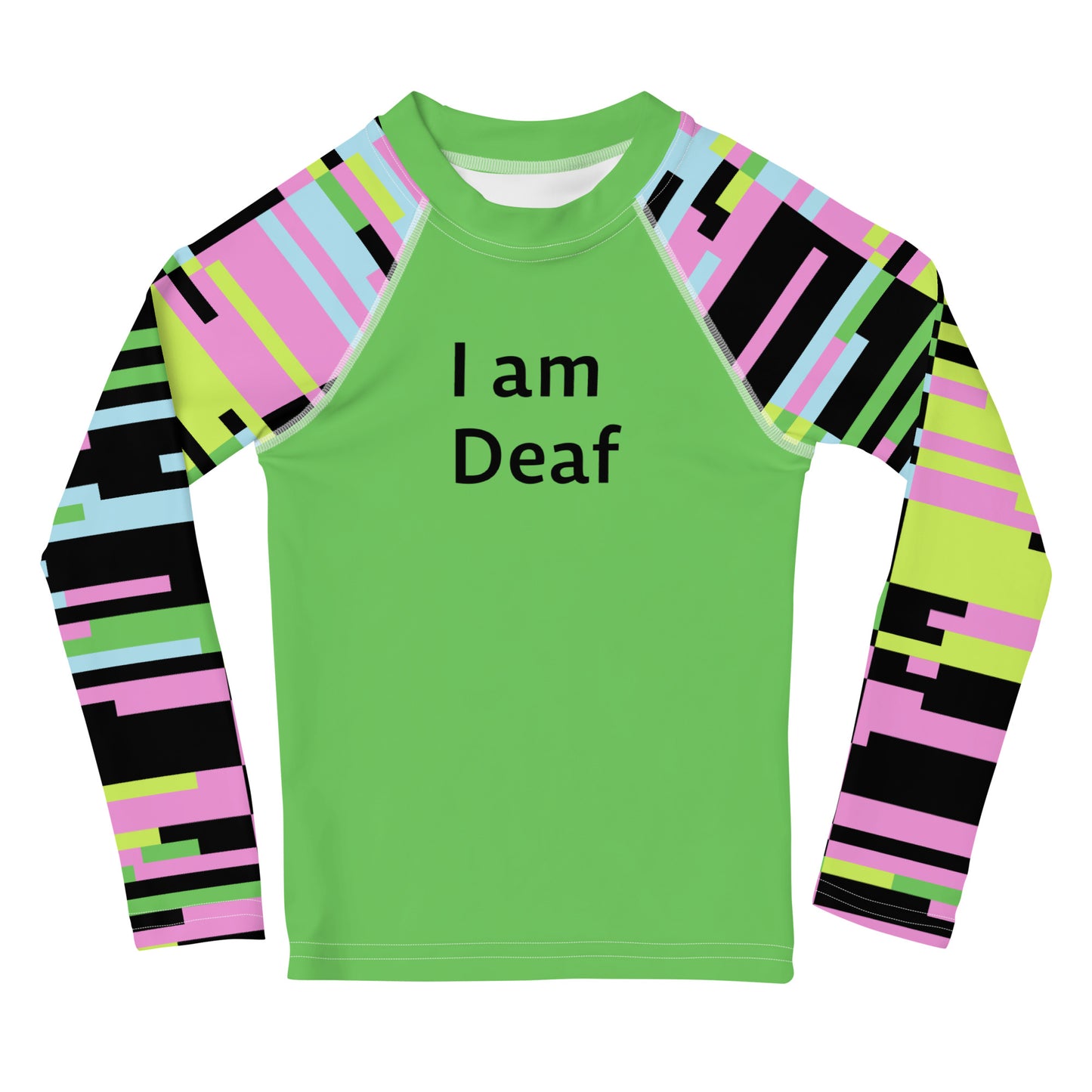 I am Deaf - Green Kids Rash Guard