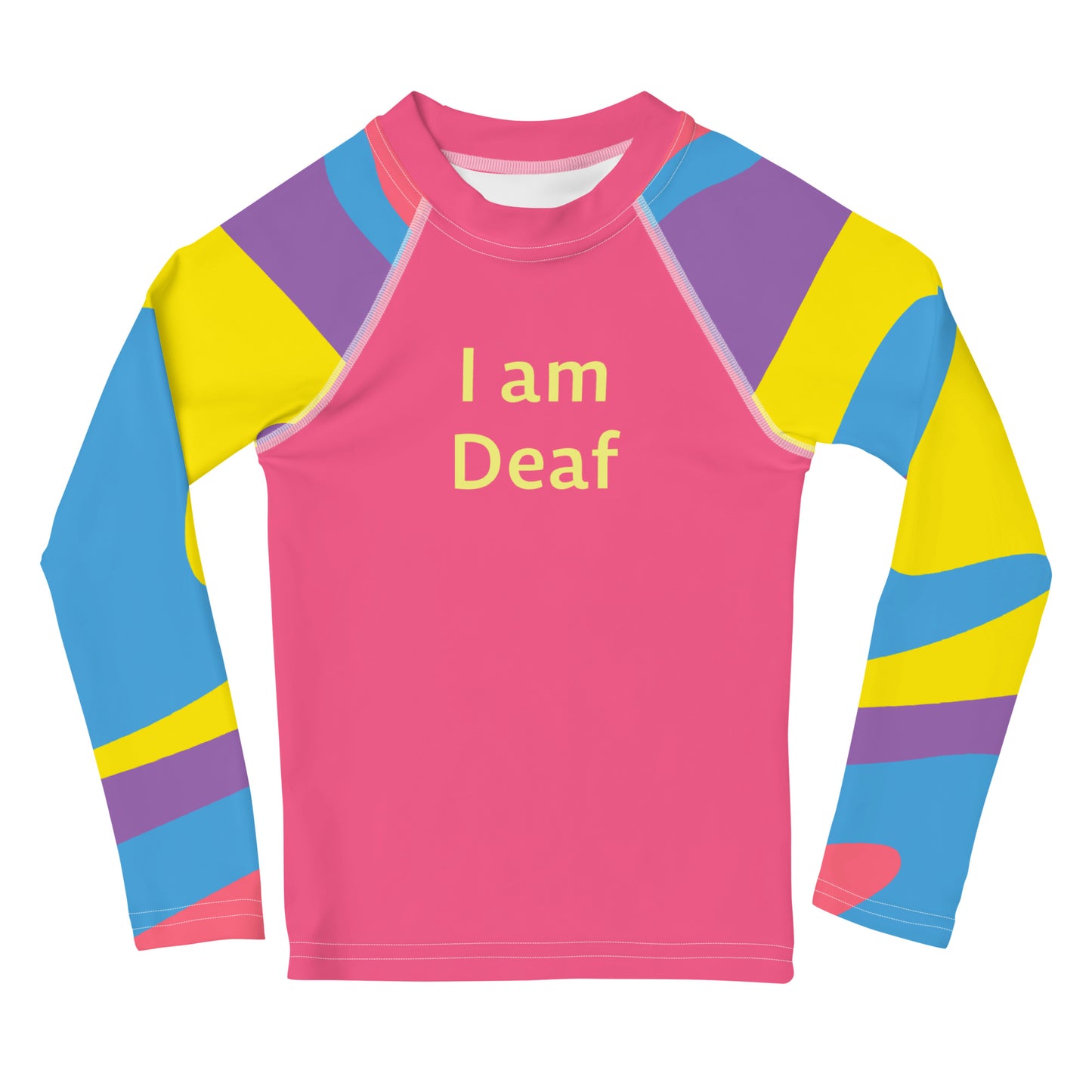 I am Deaf - Pink Kids Rash Guard
