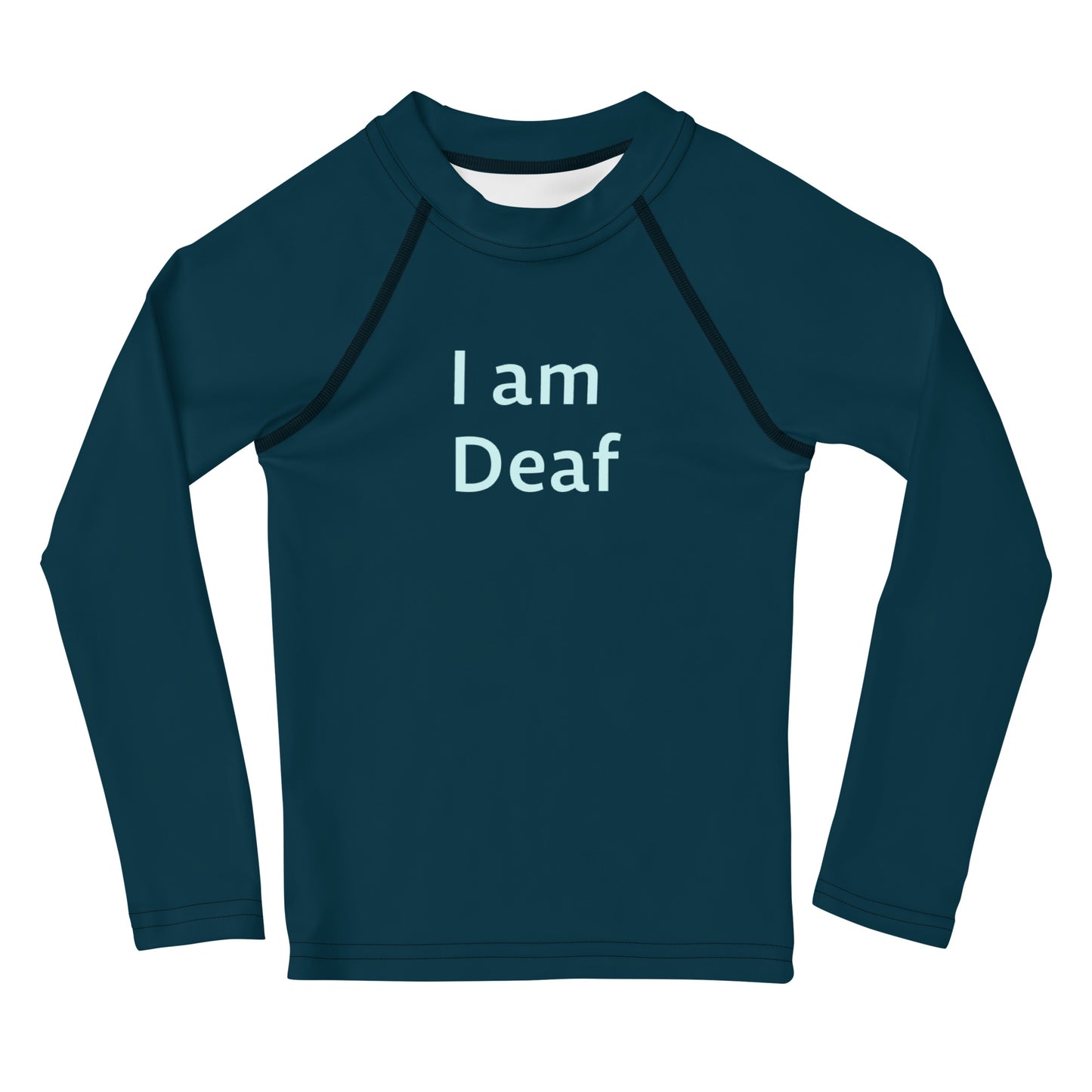 I am Deaf - Green/Blue solid Kids Rash Guard