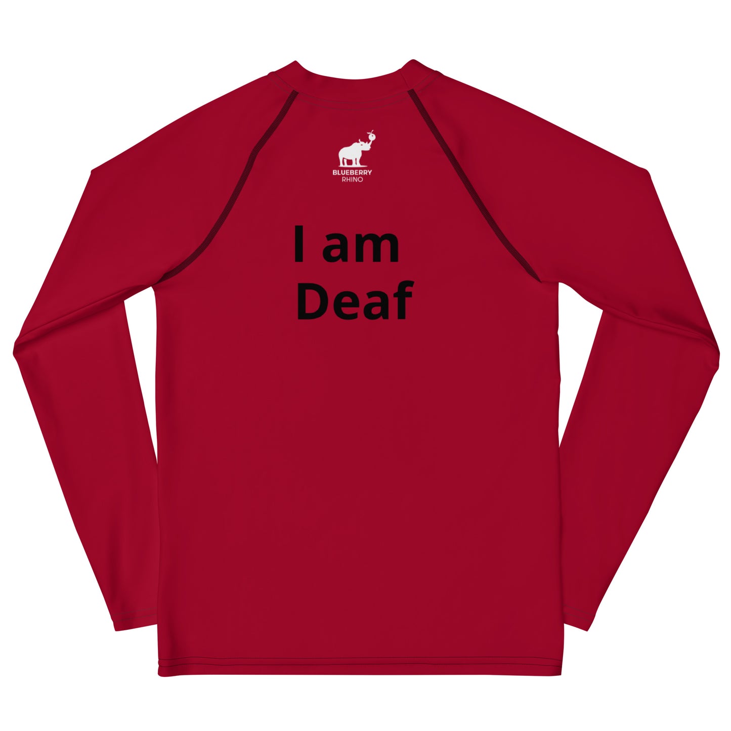 I am Deaf - Red solid Youth Rash Guard