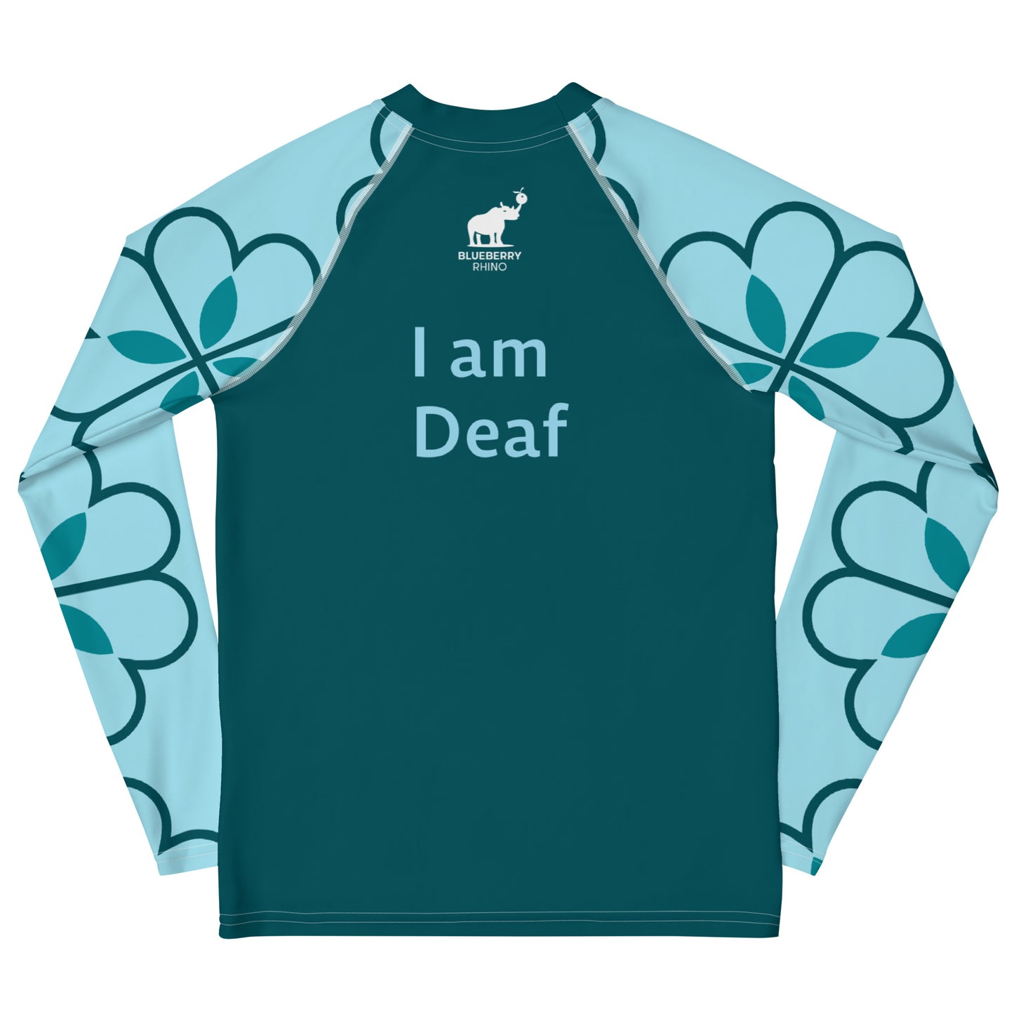 I am Deaf - Teal flower Youth Rash Guard