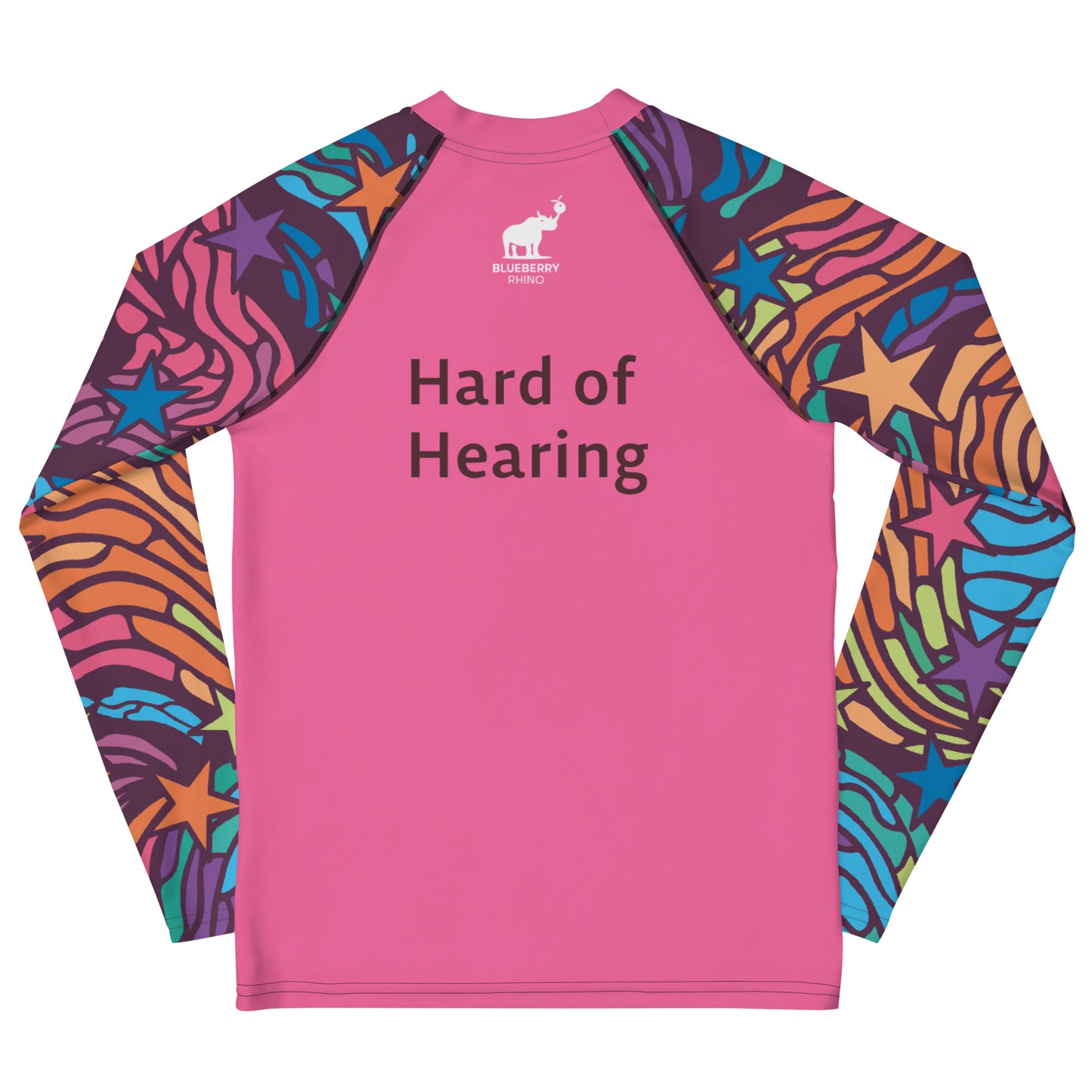 Hard of Hearing - Pink star Youth Rash Guard