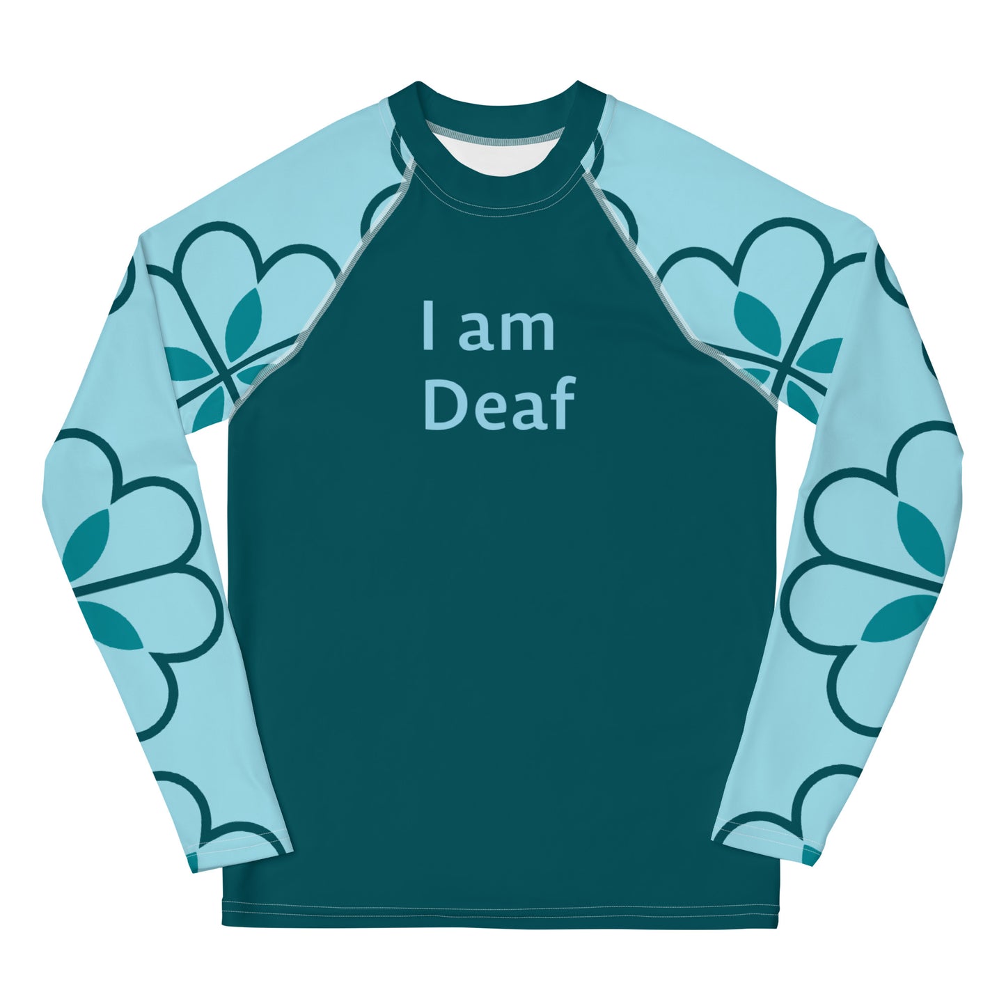 I am Deaf - Teal flower Youth Rash Guard