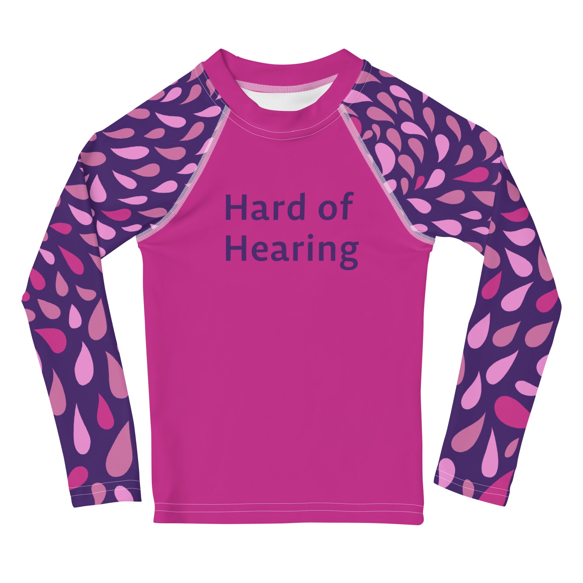 Hard of Hearing - Pink Drop Kids Rash Guard – Blueberry Rhino