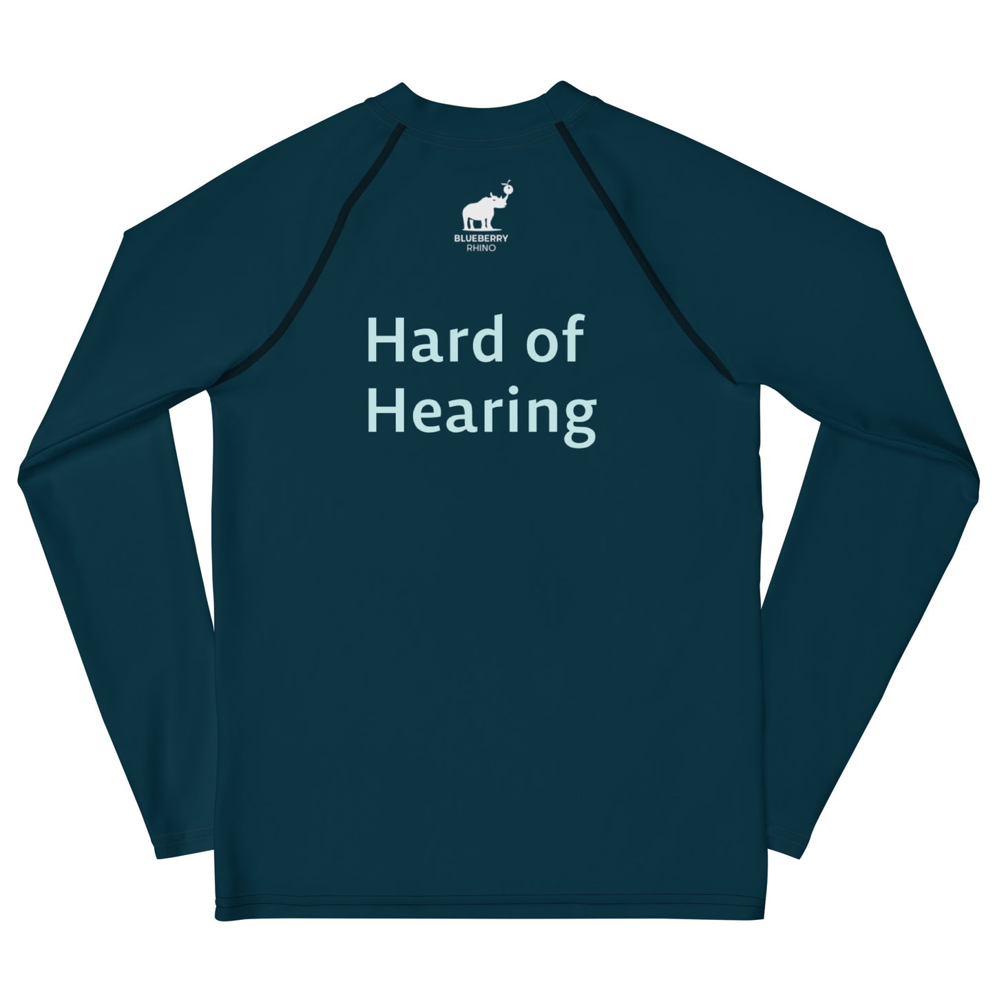 Hard of Hearing - Teal solid Youth Rash Guard