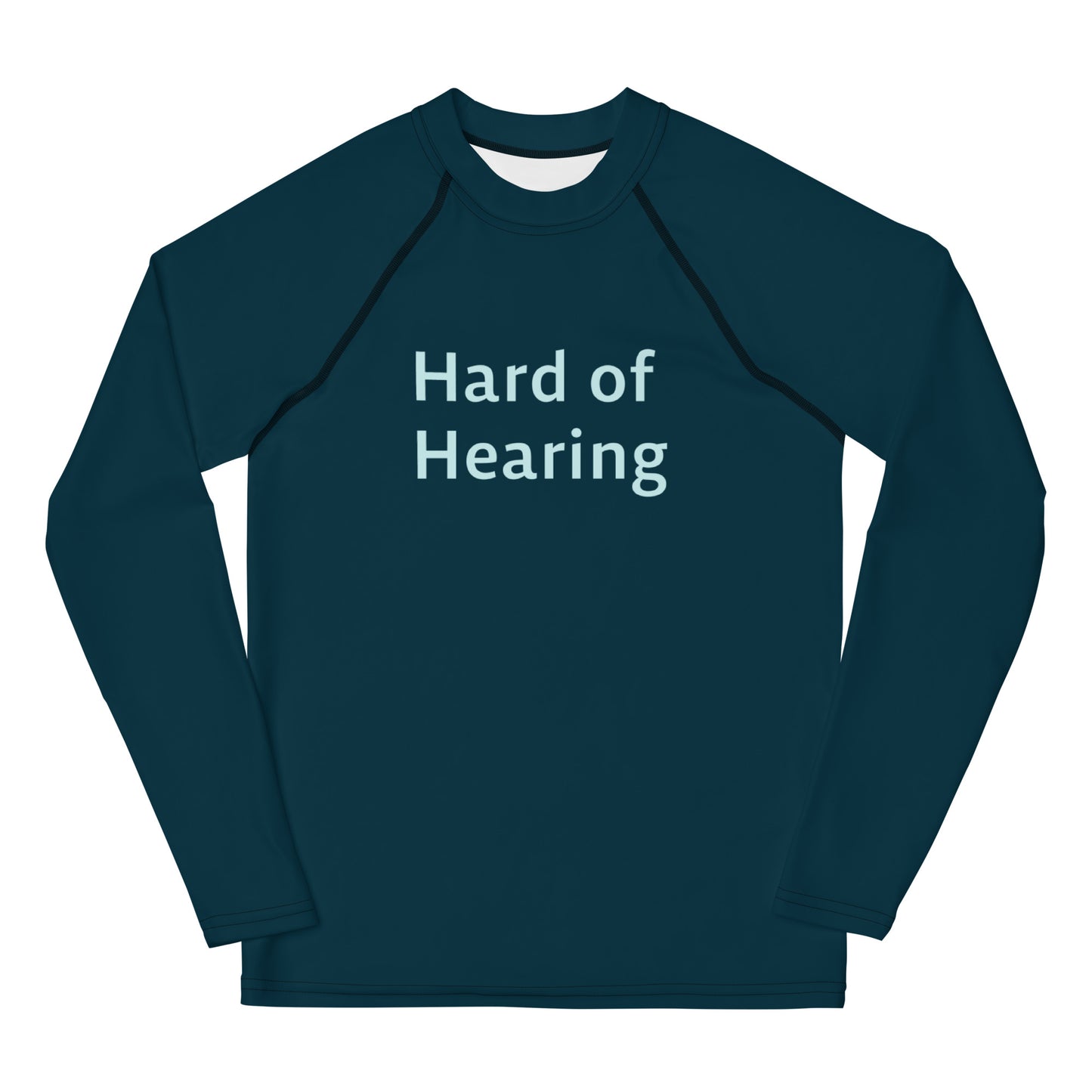 Hard of Hearing - Teal solid Youth Rash Guard