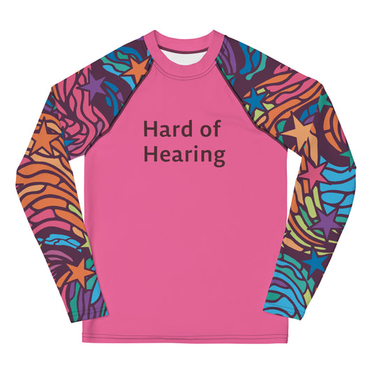 Hard of Hearing - Pink star Youth Rash Guard