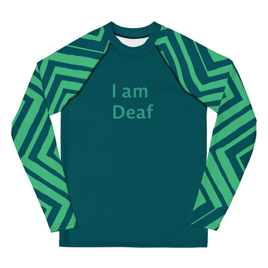 I am Deaf - Green lined Youth Rash Guard